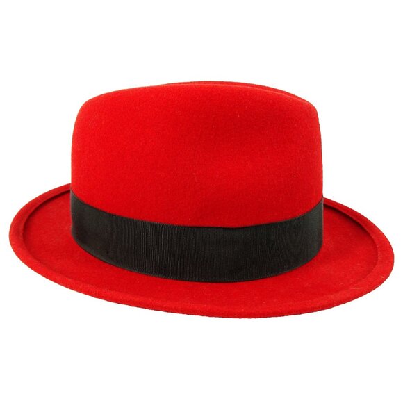 Vintage Biltmore Red Wool Felt Fedora Feather Classic Dress Hat 7 3/8 59 - Picture 4 of 12